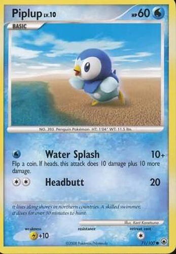 Pokemon Card - Majestic Dawn 71/100 - PIPLUP (uncommon) - NM/Mint