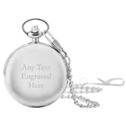 PERSONALISED SILVER POCKET WATCH WITH CHAIN & FREE VELVET POUCH PW200