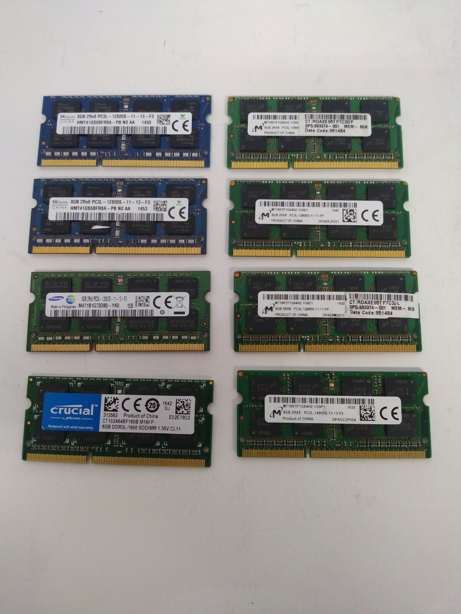 Lot of 8Pcs 8GB Mixed Brand & speed PC3L Laptop Memory RAM Total