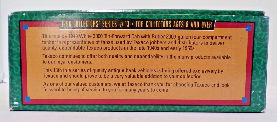 ERTL Collectibles 1996 - 1949 cabina inclinable blanca banco camión cisterna Texas Foto 2 de 4