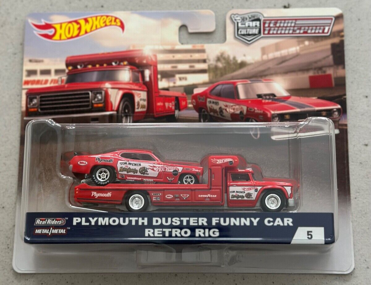 Hot Wheels Team Transport 5 PLYMOUTH DUSTER FUNNY CAR RETRO RIG Car Culture
