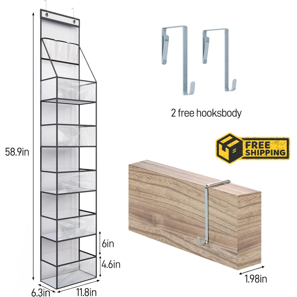 6 prateleiras sobre a porta organizador de despensa pendurado atrás da porta organizador de armazenamento - Imagem 4 de 4