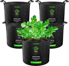 VIVOSUN 5-Pack 5 Gallon Grow Bags Heavy Duty Nonwoven Fabric Pots w/ Handles