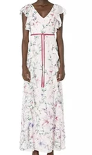 Marchesa Notte Pink Short Sleeve Printed Chiffon Dress Women's Size 4 L52507