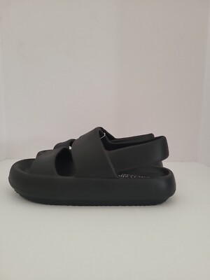 Women's BEACH SLIDES BY J/SLIDES Black Platform Slide Sandals Size