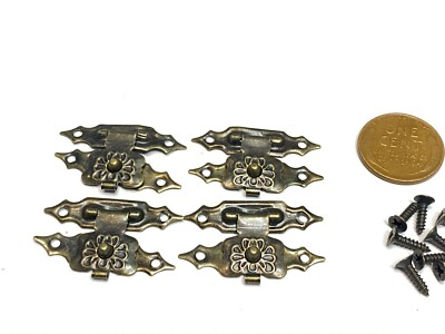 4 x 30mm x 18mm dollhouse Antique latch Sets Box Case Lock hinge small