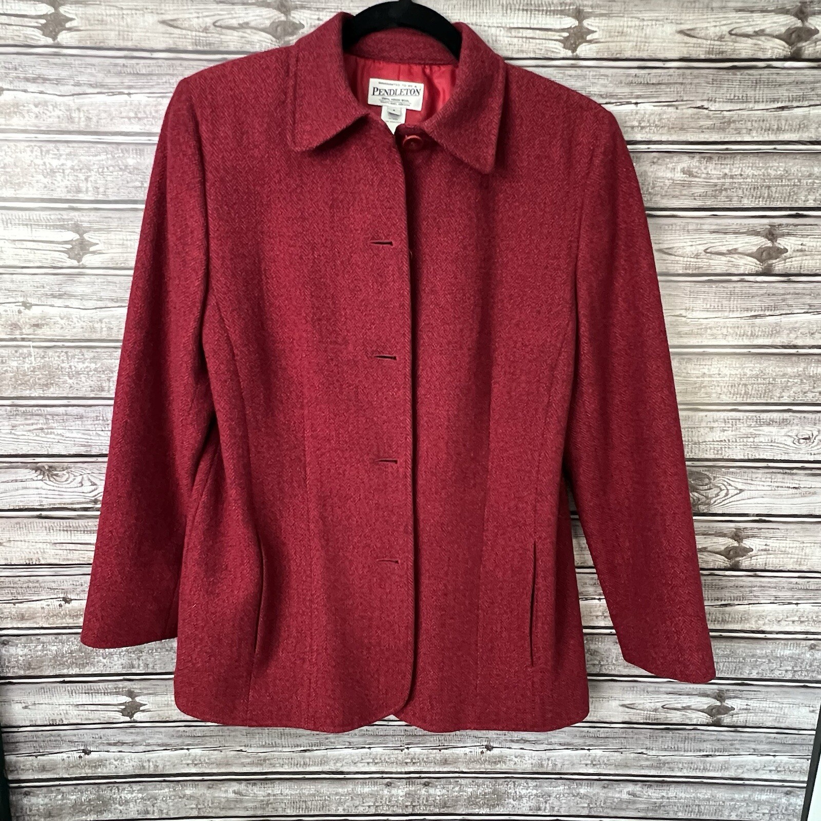 Pendleton Red Mid-Length 100% Virgin Wool Coat Wo… - image 14