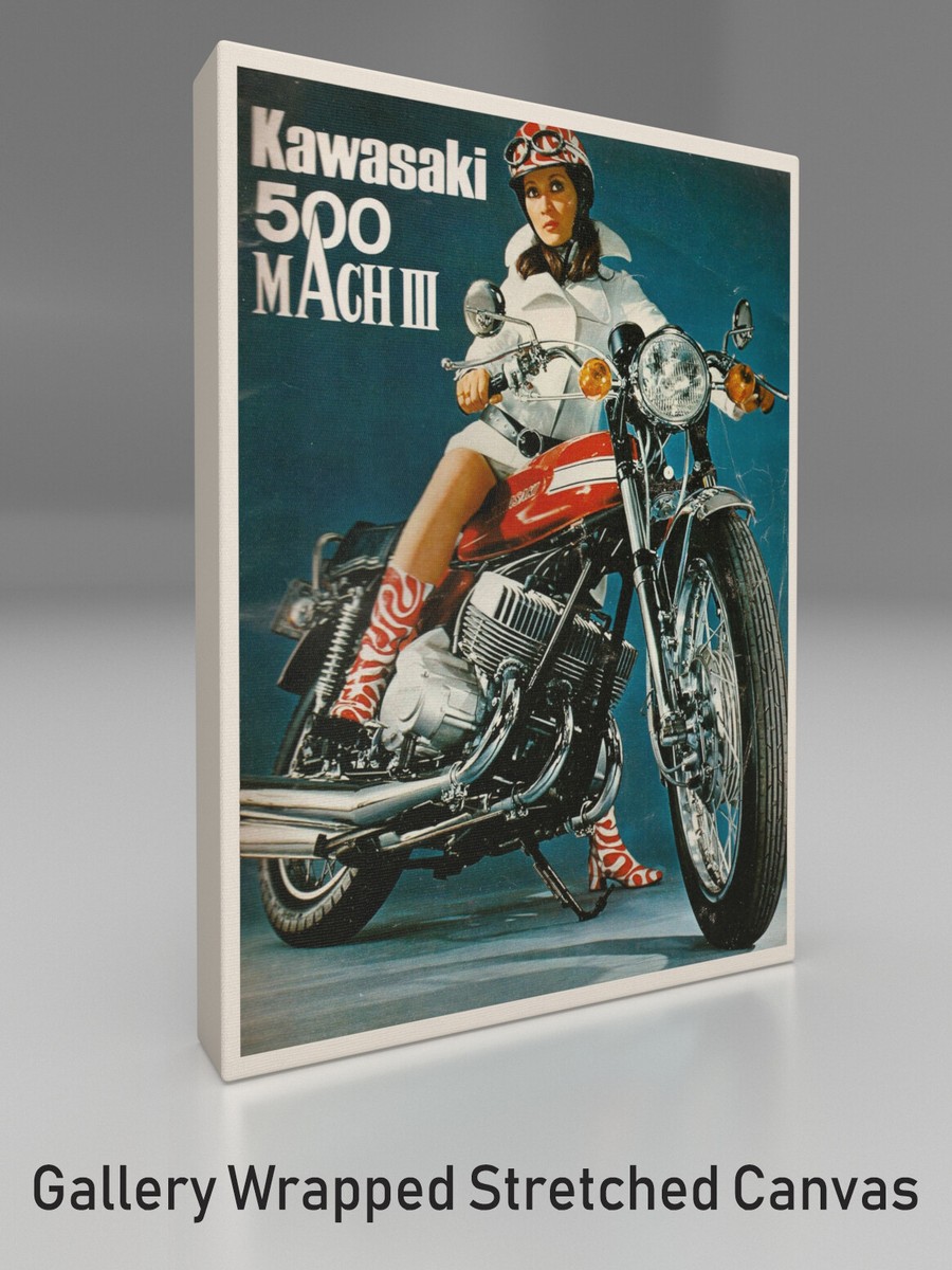 Kawasaki 500 MACH III 1970 Vintage Gallery Wrapped Stretched