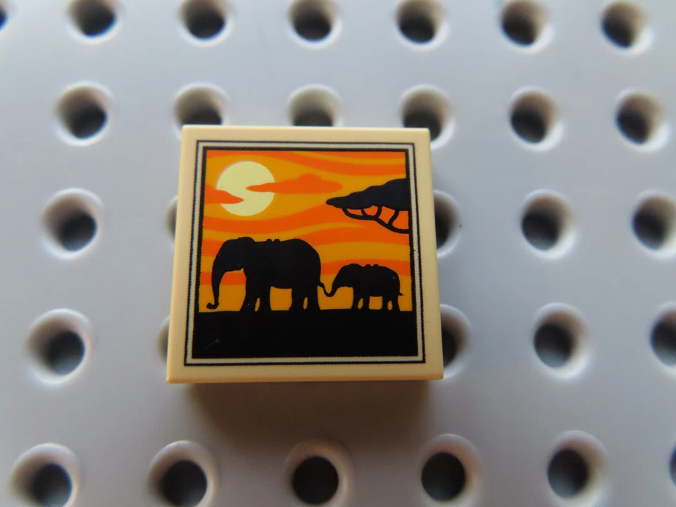 Lego 1 x Fliese 3068pb1644 2x2 beige Sonnenuntergang Elefanten 31139 31141 31131 - Bild 1 von 1