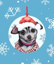 Chihuahua Black and White Hippy Hound Studios Christmas Tree Ornament