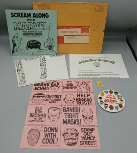 RARE 1967 Marvel Comics MERRY MARVEL MARCHING SOCIETY kit fan club MMMS + disque - Photo 1 sur 12