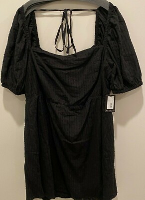 Eloquii Fit & Flare Dress Black Puff Sleeve Square Neck Dress Size 22 NWT |  eBay