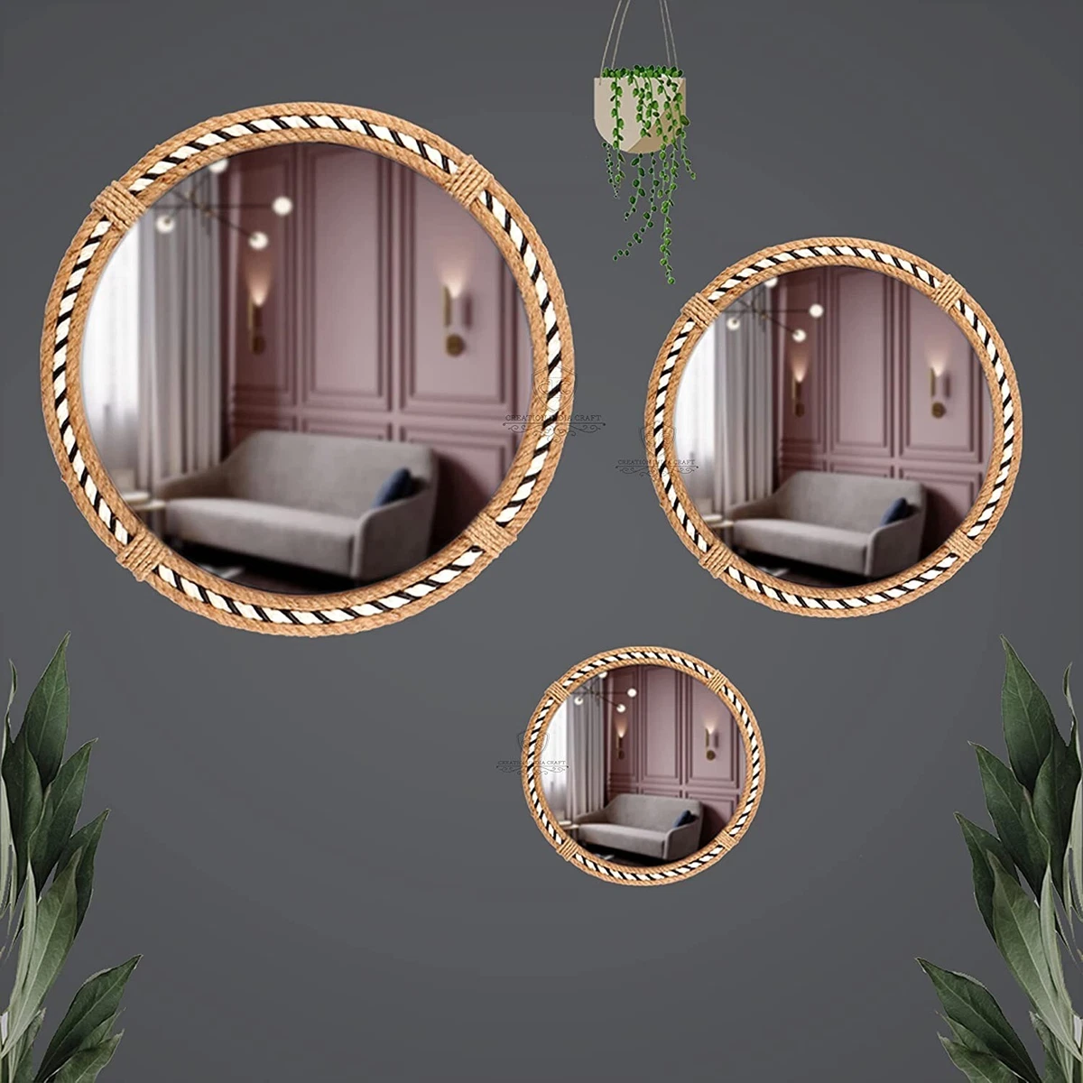  Small Wall Mirrors Decorative Living Room Set of 3