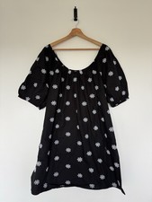 Papaya Black Embroidered Dress Size 14 NWT Cotton Boho Peasant