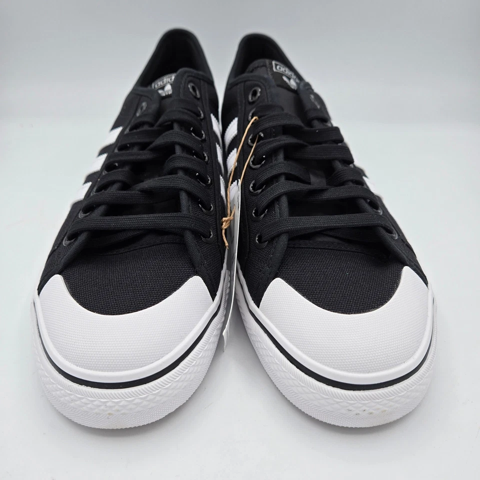 Adidas Nizza Mens Canvas Low Top Sneakers Black White Size 11 - Image 4 of 4