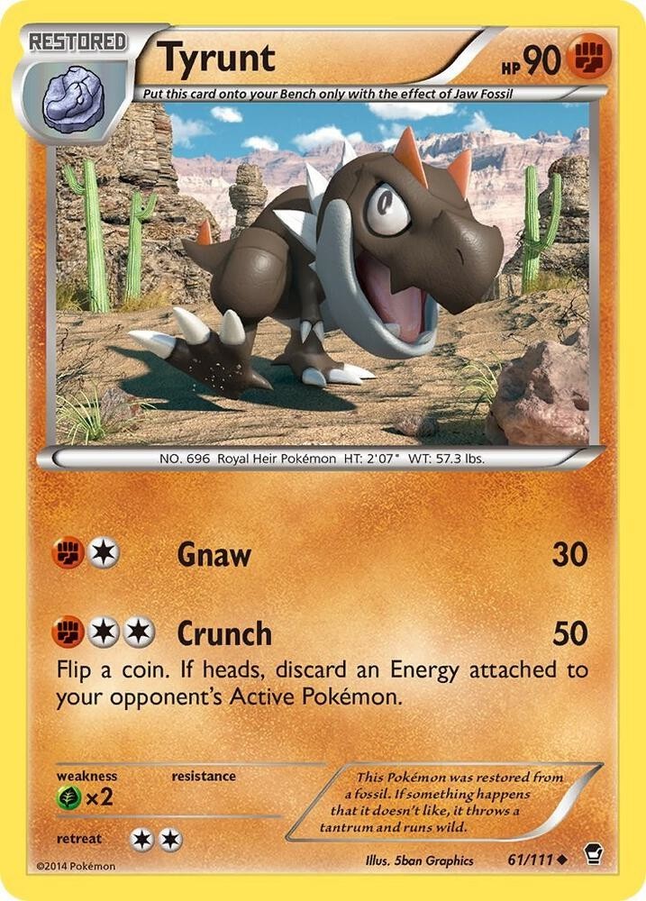 Tyrunt 61/111 NM: Pokémon TCG XY Furious Fists Regular Vintage Near Mint Card