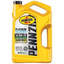 Pennzoil Platinum Full Synthetic 0W-20 Motor Oil, 5 Quart 20.79 per gallon