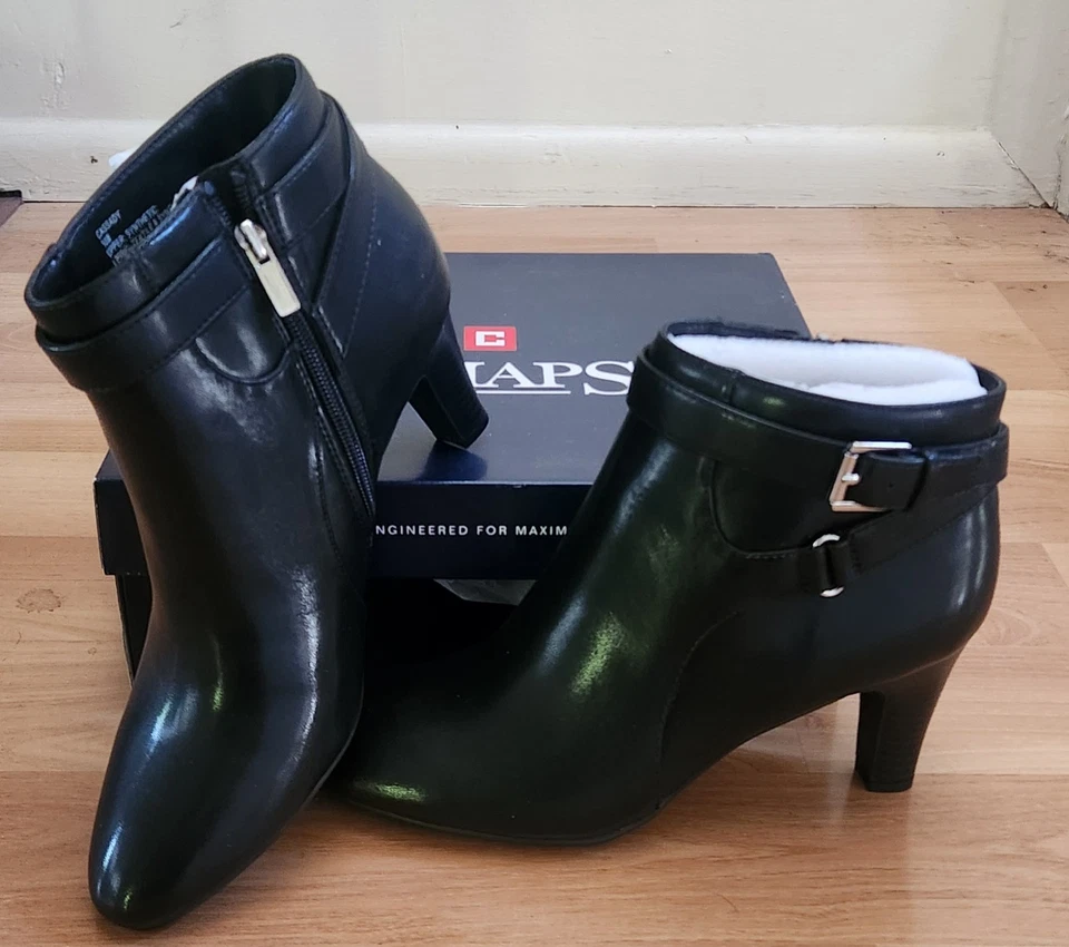 Chaps 'Cassady' Black Heeled Ankle Boot. Womens 10B. 3" Heel. NEW IN BOX" - Image 3 of 4