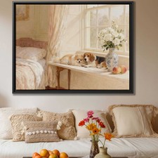 Watercolor Painting Pomeranian Dog Canvas Print Living Room Decor Wall Art
