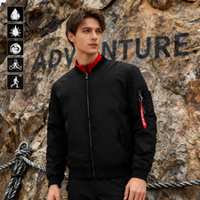 Men's Full Zip MA-1 Flight Bomber Jacket - Heavy Weight Outdoor Outerwear