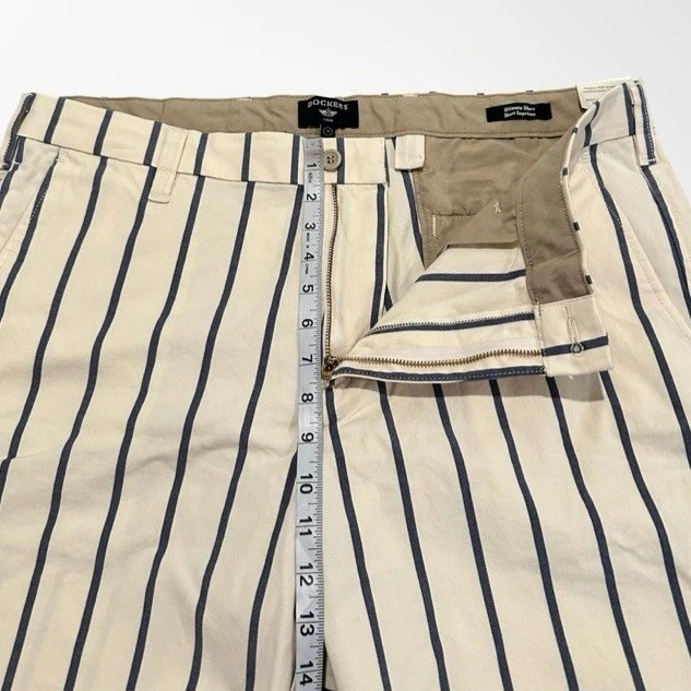 Pantalón Corto Dockers Ultimate Supreme Flex Rayas Beige Azul Para Hombre Talla 38 Nuevo Con Etiquetas Foto 4 de 4