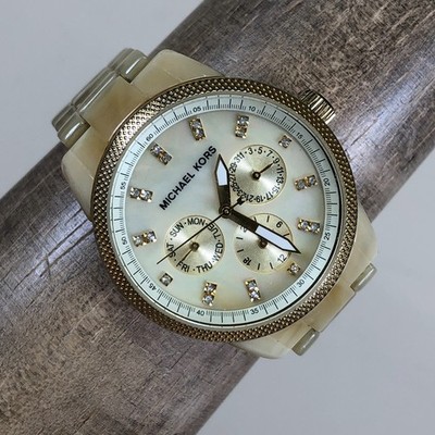 Michael Kors Ritz Women MK-5039 Fashion Day Date Resin Quartz 37mm Watch 6 3/4''