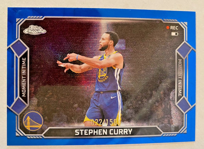 2025-26 Topps Chrome Update Stephen Curry Moment in Time True Blue Ref /150