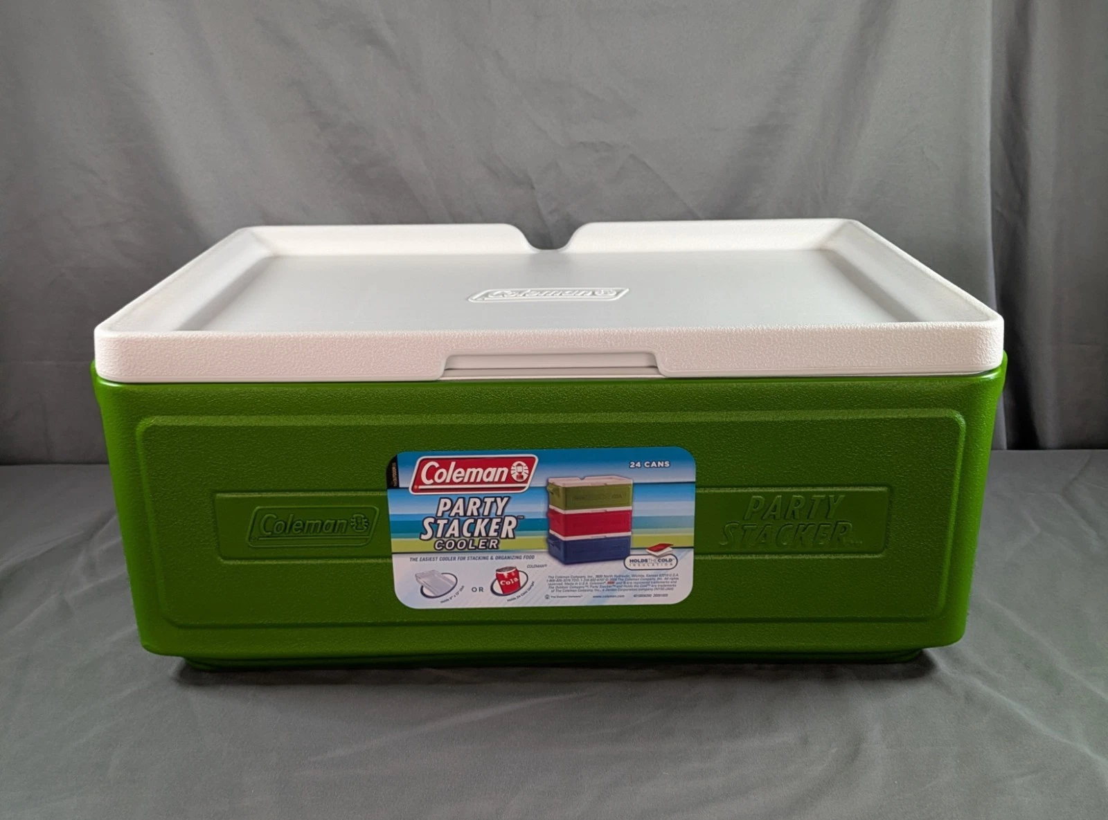 Coleman Party Stacker Green Cooler Model 6225 USA Picnic Beach Boat Camp 24 cans