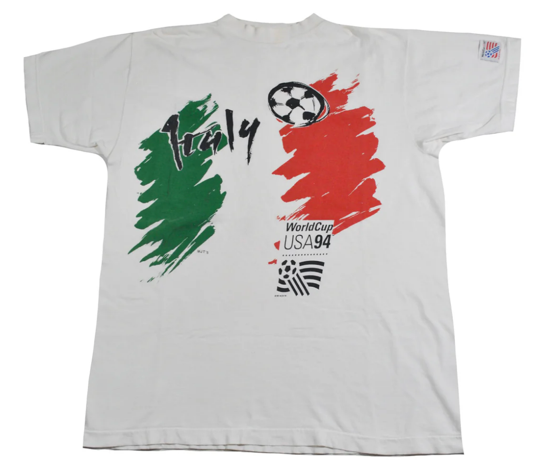 Vintage Italy 1994 World Cup Soccer 90s Olympics White Shirt Size