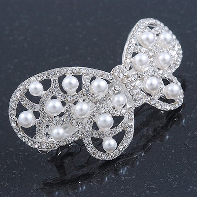 Braut Hochzeit Abschlussball silberfarben simulierte Perle Diamant ''asymmetrisch