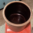 Beige/Brown Solid Ceramic Crock Canister Jar, Cylinder Shape, Brown Interior — photo 1