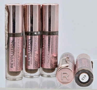 5 Lot Makeup Revolution Conceal&Define Full Coverage Concealer&Contour All Shade