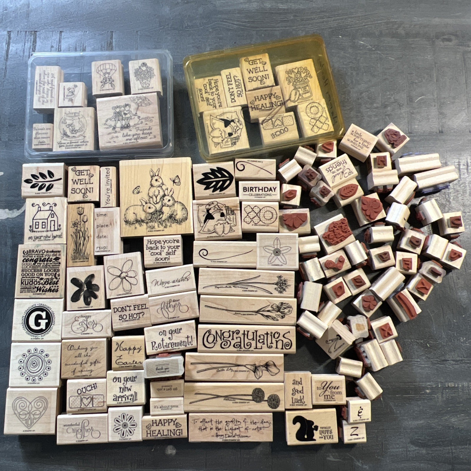 Lot 110 Stampin' Up 1999-2007 Wood Craft Stamps Mixed Themes Scrapbooking