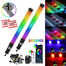 Pair 2FT Spiral LED Fat Whip Light Antenna RGB Chasing For Can-am X3 RZR UTV ATV