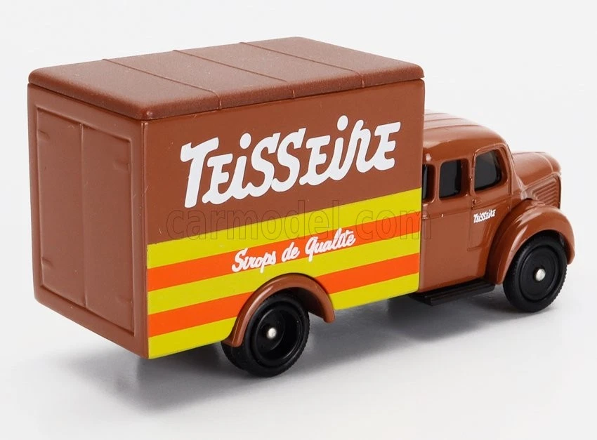 MODELLINO CAMION STATICO BERLIET GLR BOX VAN TRUCK TEISSEIRE 1950 MARRONE 1/50 - Immagine 2 di 3