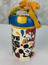Disney Mickey Minnie Goofy Daisy Kids Sippy Cup w/ Straw  Carry Strap NEW