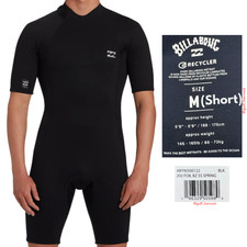 Billabong Men's Black Foil Series 2mm Back Zip Shorty Wetsuit Size Medium SHORT