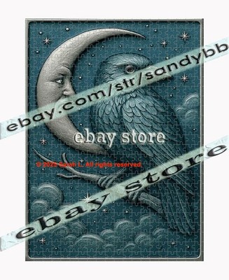500 piece jigsaw puzzle Moon Raven Night 3D Effect Celestial mystic