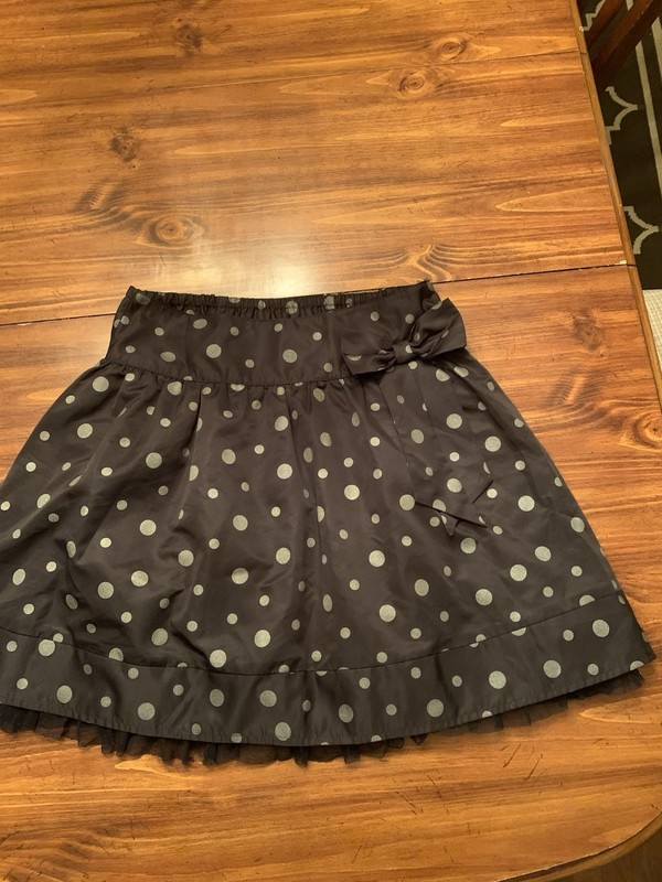 GIRL’S JUSTICE BLACK POLKA DOT SKIRT WITH BOW SIZE 14 NEW WITHOUT TAGS