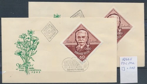 LS84366 Hungary 1963 Pierre de Coubertin FDC's used