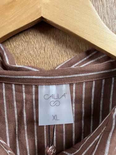 Calia (Size XL) Oversize Sleeve Button Down Top Coverup Linen Blend Lagenlook - Picture 5 of 7