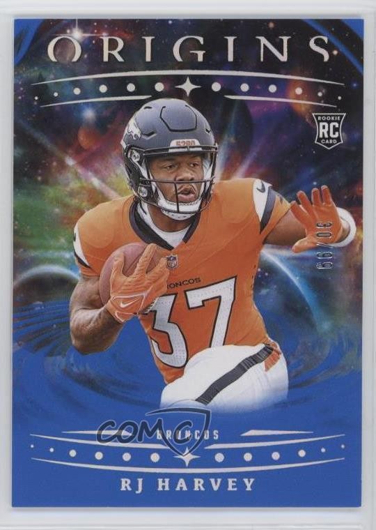 2025 Panini Origins Rookies Blue 30/99 RJ Harvey #141 Rookie RC 4l3