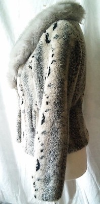 YASHIMEI Gray Long Sleeve Faux Fur Short Jacket size M UK