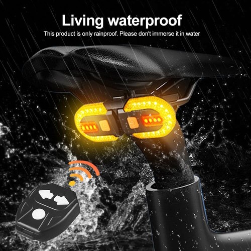 Bicycle LED Turn Signal Rear Light Bike Tail Lamp Wireless Set USB Rechargeable - Picture 6 of 11