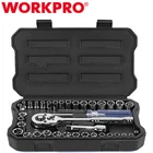 WORKPRO 39PCS Drive Socket Set 1/4" 3/8" Socket Wrench Set Metric SAE With Case
