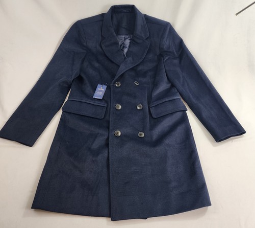 Stafford dress coat adult M navy 60% wool button pockets regular fit $240 mens - Picture 2 of 16