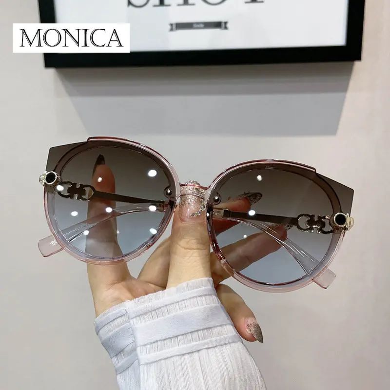 Rimless Cat Eye Sunglasses - Metal Gradient Lens Glasses Women Fashion Eyewear 1-image