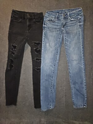 American Eagle Jeggings Juniors 00 (Lot of 4) Blue Black