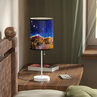 Cosmic Desk Lamp with a print of Carina Nebula, Cosmic Cliffs, NASA Image, JWST
