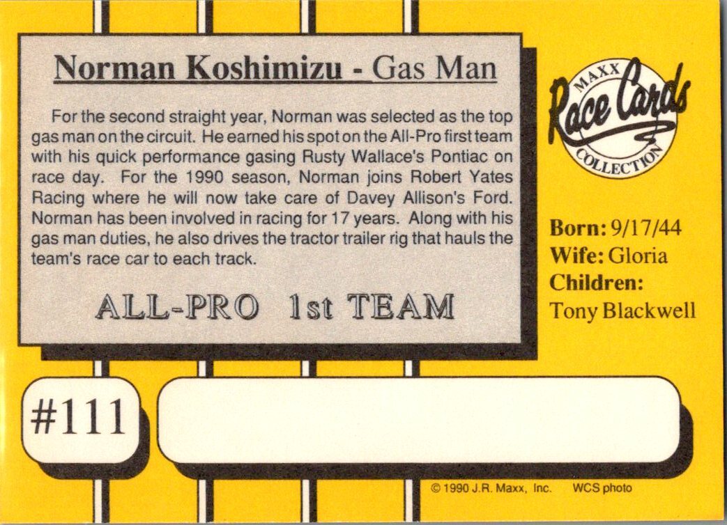 1990 Maxx Collection #111 Norman Koshimizu | eBay